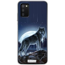 Чохол для Samsung Galaxy A03s (A037) Mixcase вовк на тлі місяця