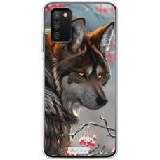 Чохол для Samsung Galaxy A03s (A037) Mixcase вовк на тлі горобини