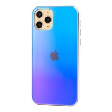 Чохол для iPhone 11 Pro Rainbow glass з лого синій