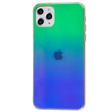 Чохол для iPhone 11 Pro Max Rainbow glass з лого зелений