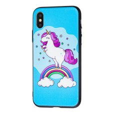 Чохол для iPhone X / Xs єдиноріг веселка