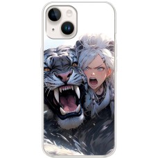 Чохол з аніме для iPhone 14 Mixcase дівчина і сніговий барс