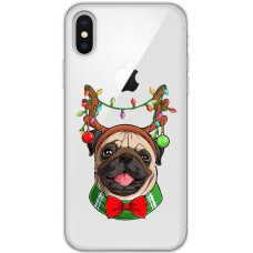 Чохол для iPhone X / Xs MixCase Новий рік мопс