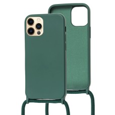Чохол для iPhone 12 / 12 Pro Wave Lanyard without logo forest green
