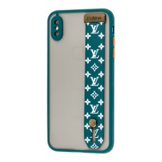 Чохол для iPhone Xs Max WristBand LV зелений/білий