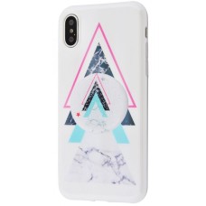 Чохол для iPhone X / Xs мармур "Benzo з попсокет №02"