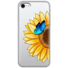Чохол для iPhone 7 / 8 Mixcase квіти соняшник з блакитним метеликом