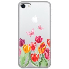 Чохол для iPhone 7/8 Mixcase квіти тюльпани з двома метеликами