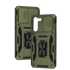 Чохол для Samsung Galaxy S21 FE (G990) Camshield Army Ring army green