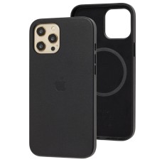 Чохол для iPhone 12 Pro Max Leather with MagSafe чорний