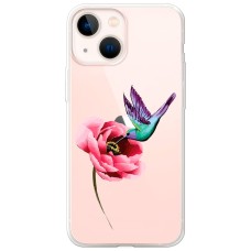 Чохол для iPhone 13 mini Mixcase квіти колібрі в півоні
