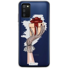 Чохол для Samsung Galaxy A03s (A037) MixCase дівчина в рукавичці з подарунком