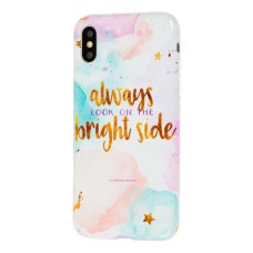 Чохол Light Mramor для iPhone X / Xs case 360 ​​мармуровий з написом