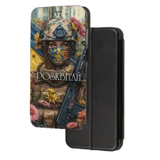 Чохол-книжка патріотична Samsung Galaxy A05 (A055) MixCase з малюнком дівчина воїн