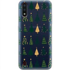 Чохол для Samsung Galaxy A01 (A015) MixCase Новий рік патерн ялинки в ряд