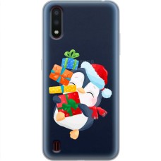 Чохол для Samsung Galaxy A01 (A015) MixCase Новий рік пінгвін з подарунками