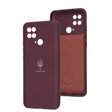 Чохол для Xiaomi Poco С40 Silicone Full Тризуб бордовий