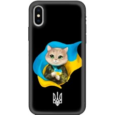 Чохол для iPhone X / Xs Патріотичні котик зелені очі