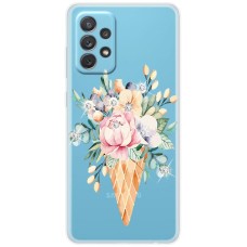 Чохол для Samsung Galaxy A13 (A135) MixCase стрази ріжок з квітами