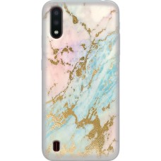 Чохол для Samsung Galaxy A01 (A015) MixCase мармур рожево-бірюзовий