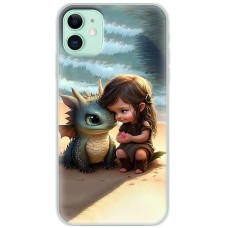 Чохол для iPhone 11 MixCase асорті дівчинка і дракончик