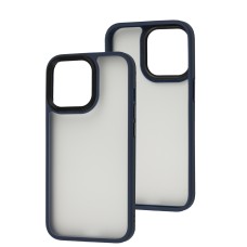 Чохол для iPhone 13 Pro Shadow Matte Metal Buttons синій