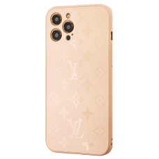 Чохол для iPhone 12 Pro Max glass LV персиковий