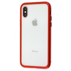 Чохол для iPhone X / Xs Magnetic with glass червоний