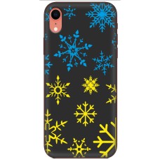Чохол для iPhone Xr MixCase Новий рік синьо-жовті сніжинки