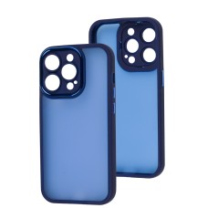 Чохол для iPhone 14 Pro Luxury Metal Lens синій