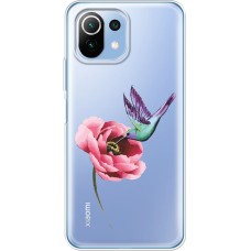 Чохол для Xiaomi Mi 11 Lite Mixcase квіти колібрі в півоні