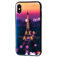 Чохол для iPhone X силікон перламут Ейфелева вежа