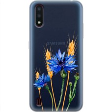 Чохол для Samsung Galaxy A01 (A015) Mixcase квіти волошки в колосках