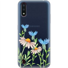 Чохол для Samsung Galaxy A01 (A015) Mixcase квіти волошки та ромашки