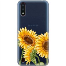 Чохол для Samsung Galaxy A01 (A015) Mixcase квіти три соняшники