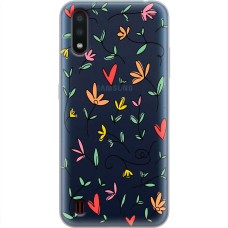 Чохол для Samsung Galaxy A01 (A015) Mixcase квіти квіточки - листочки
