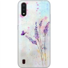 Чохол для Samsung Galaxy A01 (A015) Mixcase квіти акварельна лаванда з метеликом