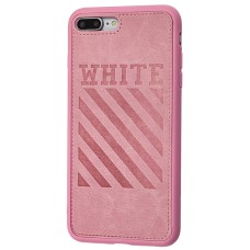 Чохол для iPhone 7 Plus / 8 Plus off-white leather рожевий