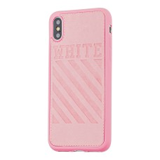 Чохол для iPhone Xs Max off-white leather рожевий