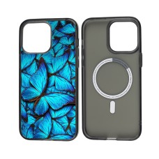 Чохол для iPhone 13 Pro Max MixCase MagSafe блакитні метелики