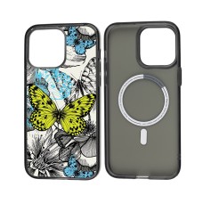 Чохол для iPhone 13 Pro Max MixCase MagSafe квіти з метеликами