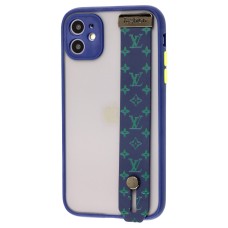 Чохол для iPhone 11 WristBand LV синій/зелений