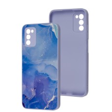 Чохол для Samsung Galaxy A03s (A037) Marble Clouds blue