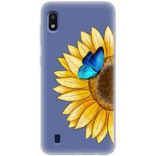 Чохол для Samsung Galaxy A10 (A105) Mixcase квіти соняшник з блакитним метеликом
