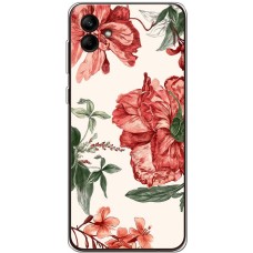 Чохол для Samsung Galaxy A04e (A042) MixCase квіти червоні на білому