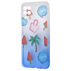 Чохол для Samsung Galaxy A12 (A125) Wave Sweet white/blue/palm