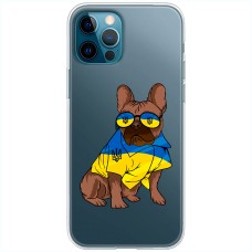 Чохол для iPhone 13 Pro MixCase патріотичні мопс в жовто-синіх кольорах