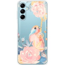Чохол для Samsung Galaxy M14 (M146) Mixcase зі стразами пташка з квітами