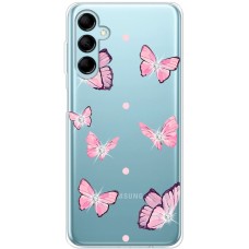 Чохол для Samsung Galaxy M14 (M146) Mixcase зі стразами рожеві метелики