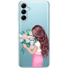 Чохол для Samsung Galaxy M14 (M146) Mixcase зі стразами дівчина з квітами